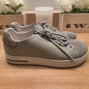 Birkenstock Bend Low Mixed Leather Lace-up Sneakers Taupe Womens Size 39